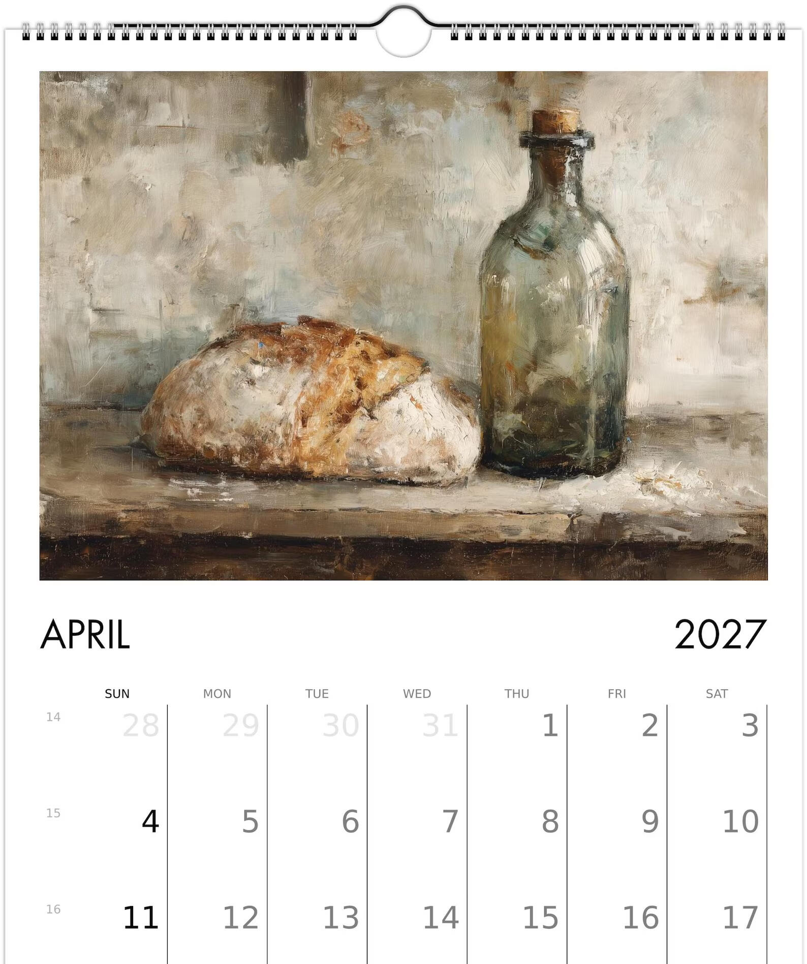 2027 Vintage French Kitchen Wall Calendar by Folk and Sparrow